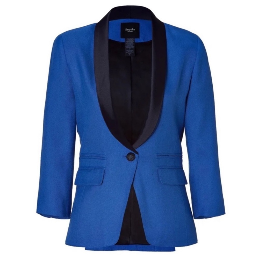 Smythe Shawl One Button Blazer in Blue Sz 4